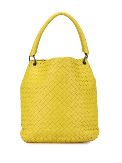 Pre-owned Bottega Veneta 2012-2024 Nappa Intrecciato Bucket Bag In Yellow