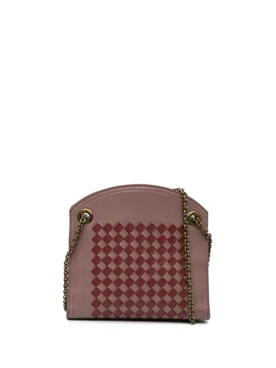 Pre-owned Bottega Veneta 2012-2024 Nappa Intrecciato Chain Wallet Shoulder Bag In Pink