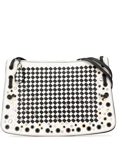 Pre-owned Bottega Veneta 2012-2024 Nappa Intrecciato Check Grommet Palio Crossbody Bag In White
