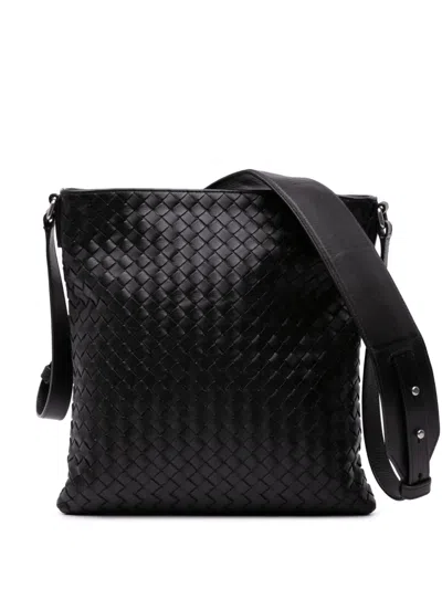 Pre-owned Bottega Veneta 2012-2024 Nappa Intrecciato Crossbody Bag In Black