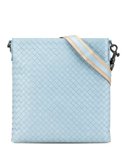 Pre-owned Bottega Veneta 2012-2024 Nappa Intrecciato Crossbody Bag In Blue