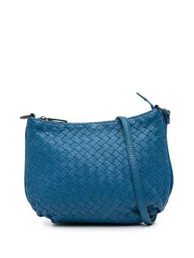 Pre-owned Bottega Veneta 2012-2024 Nappa Intrecciato Crossbody Bag In Blue