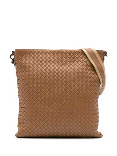 Pre-owned Bottega Veneta 2012-2024 Nappa Intrecciato Crossbody Bag In Brown
