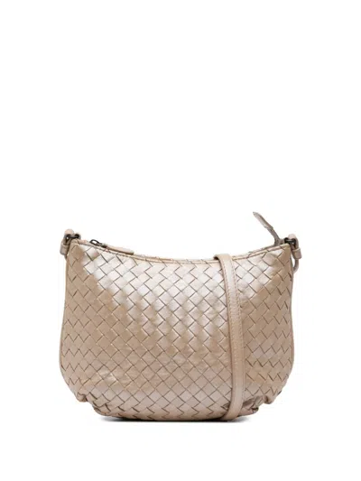 Pre-owned Bottega Veneta 2012-2024 Nappa Intrecciato Crossbody Bag In Gold