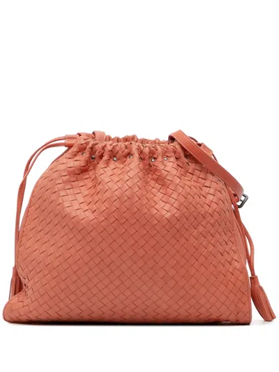 Pre-owned Bottega Veneta 2012-2024 Nappa Intrecciato Crossbody Bag In Orange
