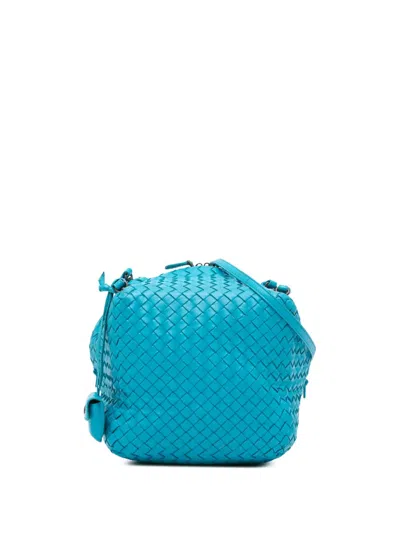 Pre-owned Bottega Veneta 2012-2024 Nappa Intrecciato Cube Crossbody Bag In Blue