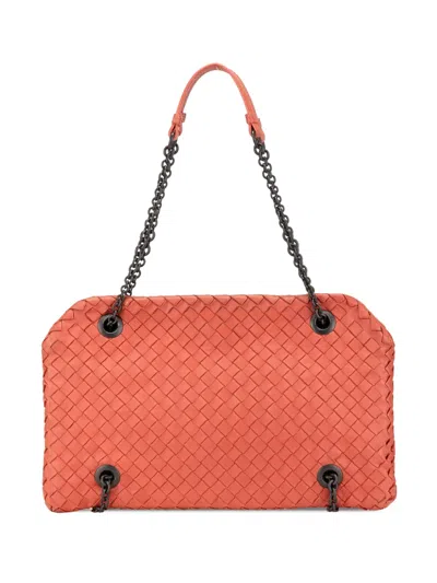 Pre-owned Bottega Veneta 2012-2024 Nappa Intrecciato Duo Shoulder Bag In 粉色