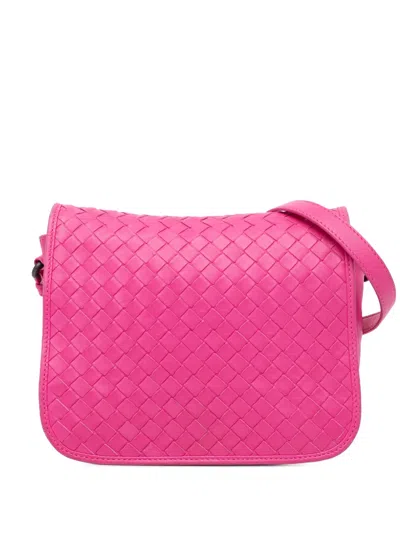 Pre-owned Bottega Veneta 2012-2024 Nappa Intrecciato Flap Crossbody Bag In Pink