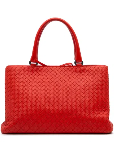 Pre-owned Bottega Veneta 2012-2024 Nappa Intrecciato Milano Tote Bag In Red