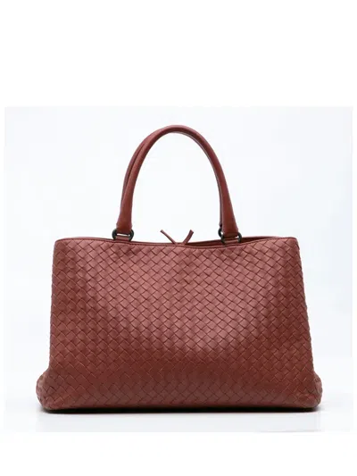 Pre-owned Bottega Veneta 2012-2024 Nappa Intrecciato Milano Tote Bag In Red