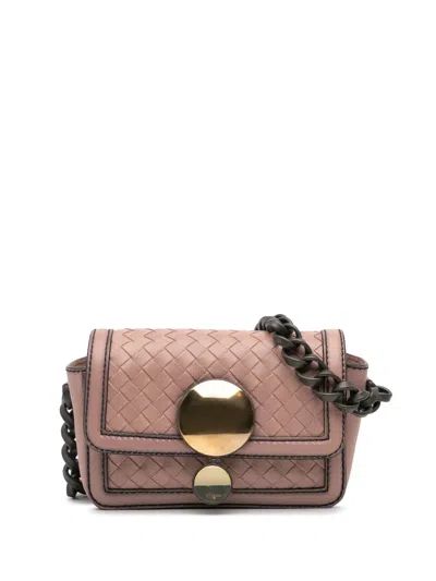 Pre-owned Bottega Veneta 2012-2024 Nappa Intrecciato Mirror Lens Shoulder Bag In 粉色
