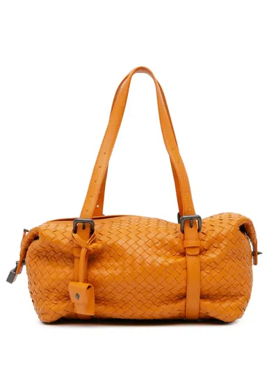 Pre-owned Bottega Veneta 2012-2024 Nappa Intrecciato Montaigne Shoulder Bag In Orange