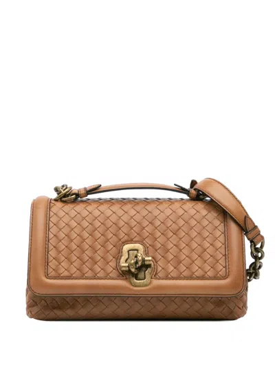 Pre-owned Bottega Veneta 2012-2024 Nappa Intrecciato Olimpia Knot Shoulder Bag In Brown