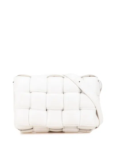 Pre-owned Bottega Veneta 2012-2024 Nappa Intrecciato Padded Cassette Crossbody Bag In White