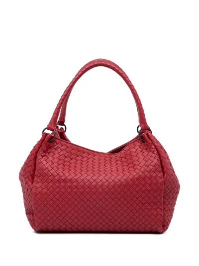 Pre-owned Bottega Veneta 2012-2024 Nappa Intrecciato Parachute Tote Bag In 红色