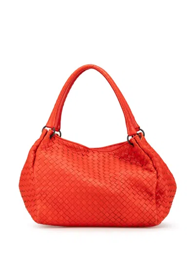 Pre-owned Bottega Veneta 2012-2024 Nappa Intrecciato Parachute Tote Bag In Red