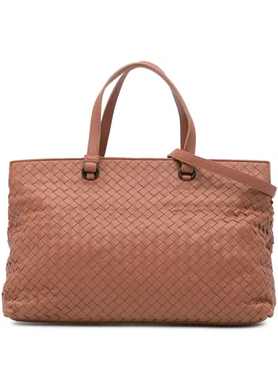 Pre-owned Bottega Veneta 2012-2024 Nappa Intrecciato Satchel In Brown