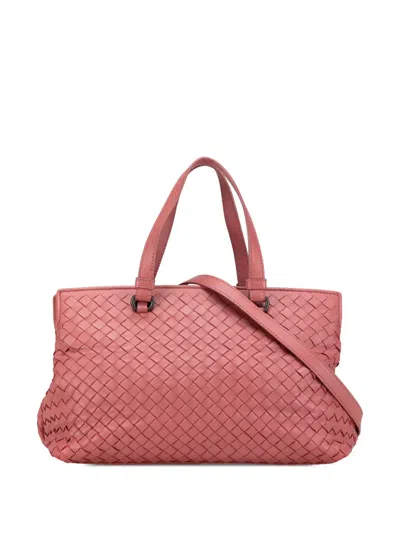 Pre-owned Bottega Veneta 2012-2024 Nappa Intrecciato Satchel In Pink