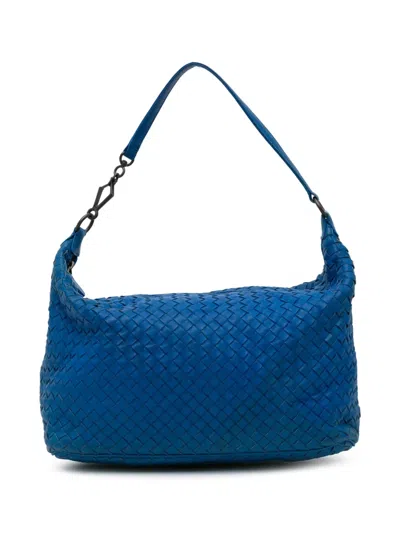 Pre-owned Bottega Veneta 2012-2024 Nappa Intrecciato Shoulder Bag In Blue