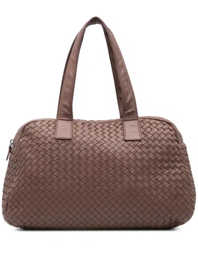 Pre-owned Bottega Veneta 2012-2024 Nappa Intrecciato Shoulder Bag In Brown