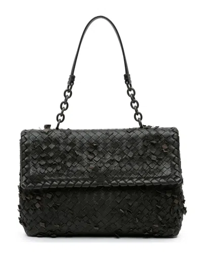Pre-owned Bottega Veneta 2012-2024 Nappa Intrecciato Tobu Olimpia Shoulder Bag In Black