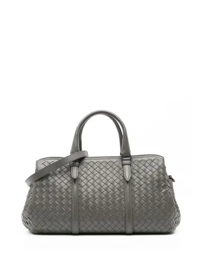 Pre-owned Bottega Veneta 2012-2024 Nappa Intrecciato Top Handle Bag Satchel In Grey