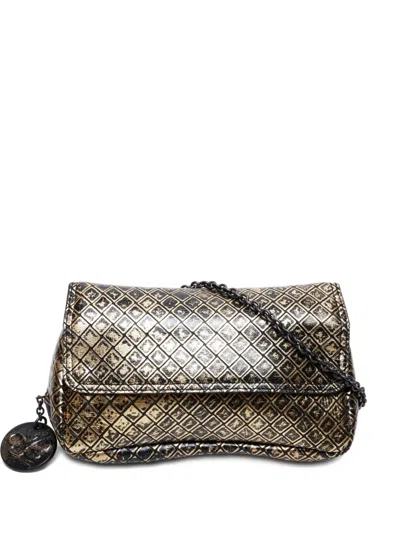 Pre-owned Bottega Veneta 2012-2024 Patterned Shoulder Bag In Gold