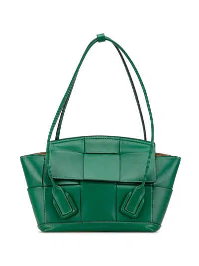 Pre-owned Bottega Veneta 2012-2024 Small Calfskin Maxi Intrecciato Arco Satchel In Green