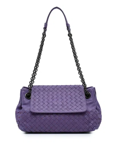 Pre-owned Bottega Veneta 2012-2024 Small Madras Goatskin Intrecciato Shoulder Bag In Purple