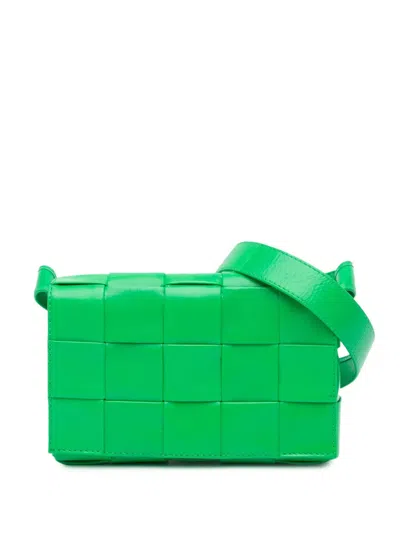 Pre-owned Bottega Veneta 2012-2024 Small Nappa Intrecciato Cassette Crossbody Bag In Green