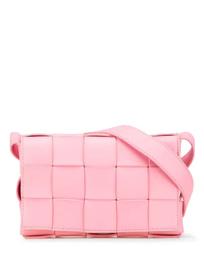 Pre-owned Bottega Veneta 2012-2024 Small Nappa Intrecciato Cassette Crossbody Bag In Pink