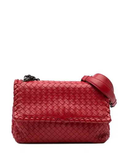 Pre-owned Bottega Veneta 2012-2024 Small Nappa Intrecciato Olimpia Shoulder Bag In Red