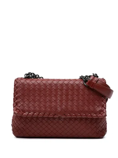 Pre-owned Bottega Veneta 2012-2024 Small Nappa Intrecciato Olimpia Shoulder Bag In Red