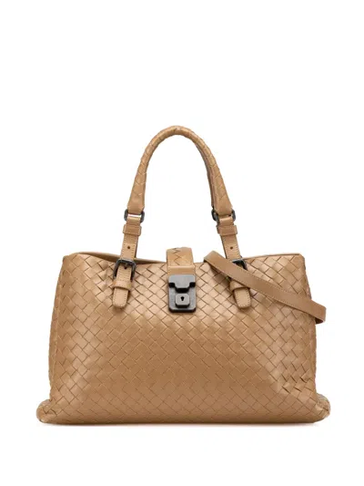 Pre-owned Bottega Veneta 2012-2024 Small Nappa Intrecciato Roma Satchel In 褐色