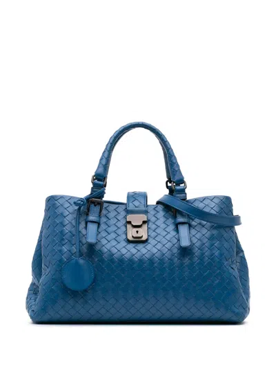 Pre-owned Bottega Veneta 2012-2024 Small Nappa Intrecciato Roma Satchel In Blue