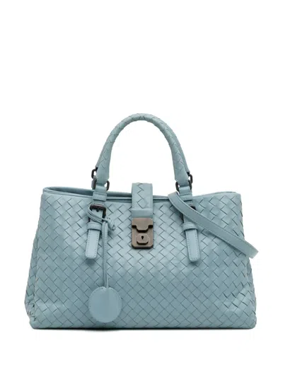 Pre-owned Bottega Veneta 2012-2024 Small Nappa Intrecciato Roma Satchel In Blue