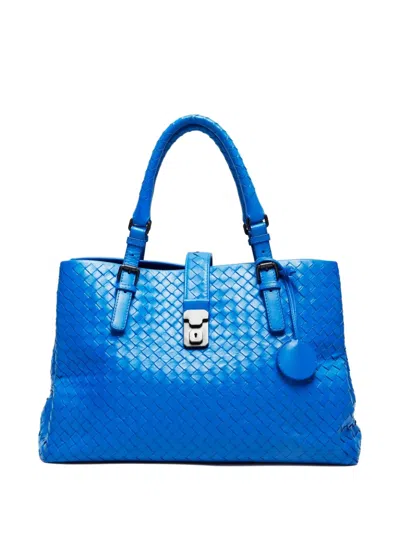 Pre-owned Bottega Veneta 2012-2024 Woven Leather Handbag In Blue