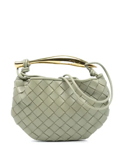 Pre-owned Bottega Veneta 2012-2025 Baby Lambskin Intrecciato Sardine Satchel In Gray