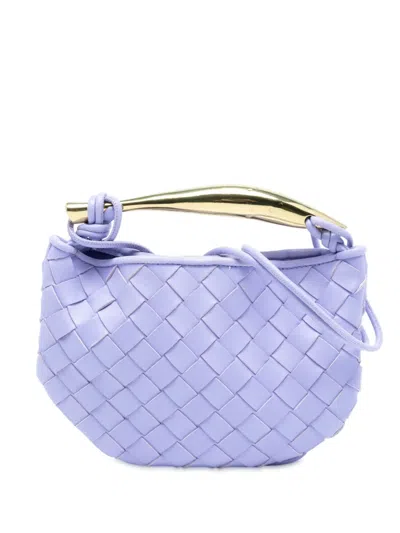 Pre-owned Bottega Veneta 2012-2025 Baby Lambskin Intrecciato Sardine Satchel In Purple
