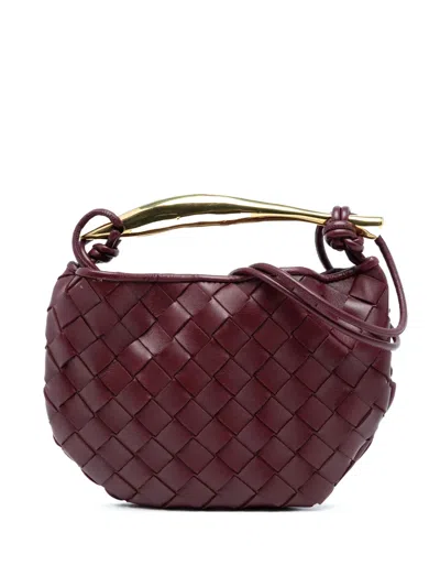 Pre-owned Bottega Veneta 2012-2025 Baby Lambskin Intrecciato Sardine Satchel In Red