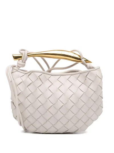 Pre-owned Bottega Veneta 2012-2025 Baby Lambskin Intrecciato Sardine Satchel In White