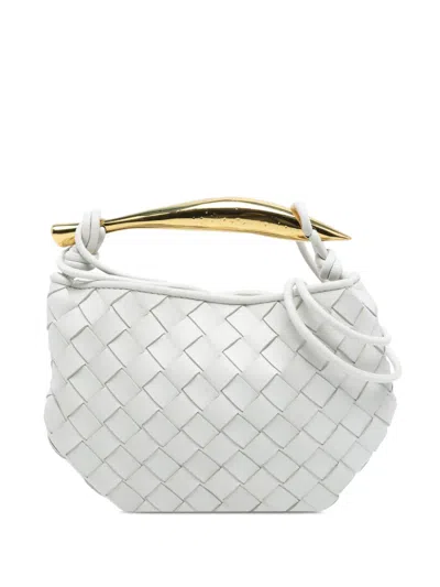 Pre-owned Bottega Veneta 2012-2025 Baby Lambskin Intrecciato Sardine Satchel In White