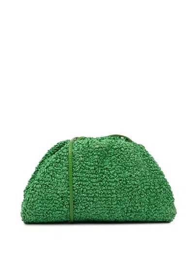 Pre-owned Bottega Veneta 2012-2025 Boucle Raffia The Mini Pouch Crossbody Bag In Green