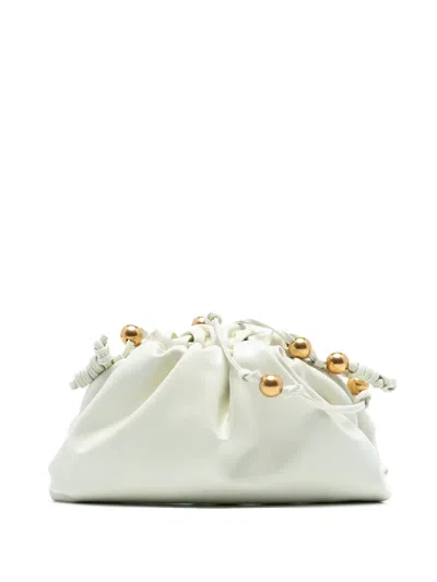 Pre-owned Bottega Veneta 2012-2025 Brushed Calfskin Beaded Strap The Mini Pouch Crossbody Bag In White