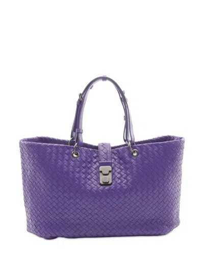 Pre-owned Bottega Veneta 2012-2025 Calfskin Intrecciato Capri Tote Bag In Purple