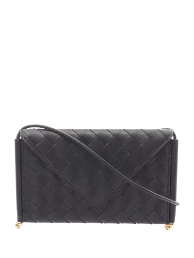 Pre-owned Bottega Veneta 2012-2025 Calfskin Intrecciato Solstice Phone Pouch Crossbody Bag In Black