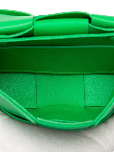 Pre-owned Bottega Veneta 2012-2025 Candy Nappa Intrecciato Cassette Crossbody Bag In Green