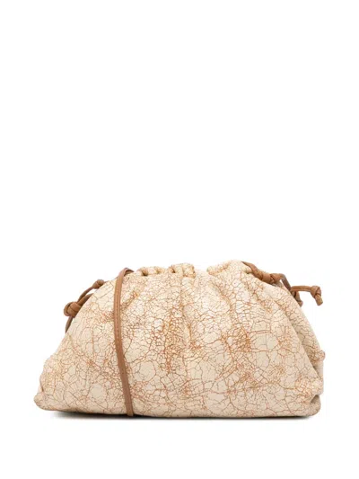 Pre-owned Bottega Veneta 2012-2025 Crackled Calfskin The Mini Pouch Crossbody Bag In Brown