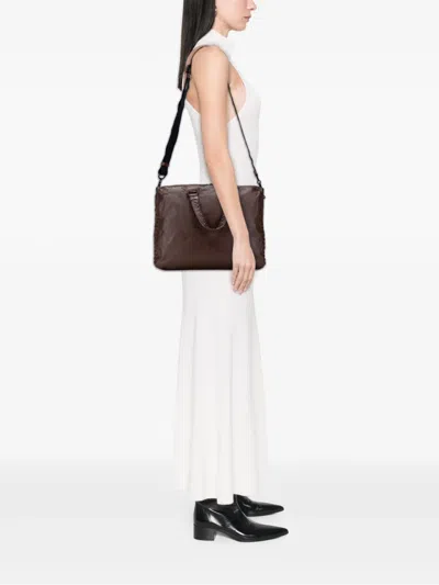 Pre-owned Bottega Veneta 2012-2025 Intrecciato Trimmed Nappa Business Bag In Brown