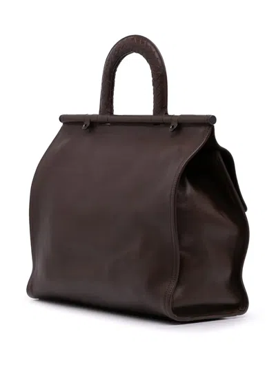 Pre-owned Bottega Veneta 2012-2025 Intrecciato Trimmed Nappa Satchel In Brown